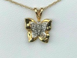 14K Two Tone Gold Finish 1.10Ct Brilliant Cut Diamond Butterfly Pendant No Chain - £68.90 GBP