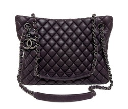 Authenticity Guarantee 
New Chanel Plum Small Shopping Quilted leather Tote C... - £1,781.25 GBP