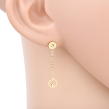 Dangling Gold Tone Post Earrings With Swarovski Style Crystals - £19.23 GBP