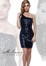 Milano Formals E1606 Sequin Navy Mini One Shoulder Fitted Party Dress 14 - £77.51 GBP