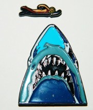 Jaws Movie Poster Shark and Victim Logo Enamel Metal Pin Set of Two NEW UNUSED - £9.27 GBP