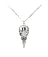 BIRD SKULL NECKLACE 16" Chain Raven Crow Head Charm Pendant Goth Punk Victorian - $8.95