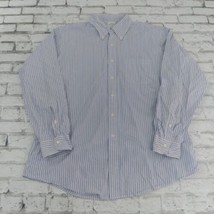 Brooks Brothers Button Up Shirt Mens 17 Blue Striped Long Sleeve Collared Cotton - £17.26 GBP