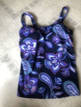 Lands End Size 4 Lined Paisley Pattern High neck Tankini Top Soft Cup Bra - $37.08