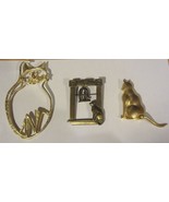 Vintage Cat Pins  signed J.J.  cat and bird / cage  cat articulated  tail - £21.63 GBP