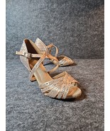 Women Salsa Party Ballroom Latin Dance Shoes Rhinestone Size 5 Satin Heel - £36.78 GBP