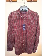IZOD Men's XL Performance Comfort Casual Plaid Biking Red Button Down Shirt L-S - $34.37