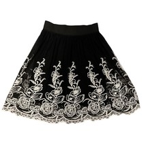 Alfani Skirt Small Black White Fit N Flare Floral Embroidery Nylon Netti... - $12.59