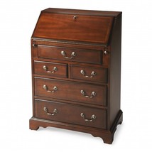 26" Brown Rubberwood Wood Secretary Desk With Five Drawers - $29,545.94 MXN