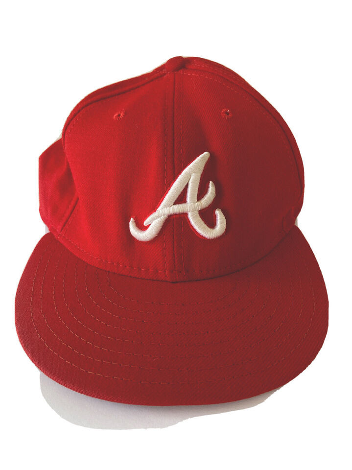 Atlanta Braves New Era 59fifty Fitted Mens Red Hat Size 7 5/8 100% Wool - $20.57