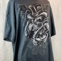 Skull T-shirt with Top Hat Dice Ace Cards Dark Gray Tshirt 3XL Men's Sizing Tee image 3