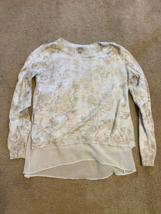 Lucky Brand Casual Tunic Blouse Top Women&#39;s Small cream Gold Rayon Top - £10.95 GBP