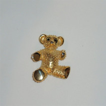 Butler Wilson Large Teddy Bear Brooch Pin Statement Jewelry Gold Plate B&amp;W - £43.52 GBP