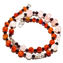 Rose Quartz Natural Gemstone Beads Jewelry Necklace 18&quot; 184 Ct. KB-1073 - £8.68 GBP