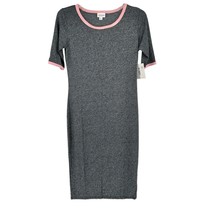 LuLaRoe Retired Julia Dress XS Heathered Gray w Pink Trim Neck SS Form F... - £14.79 GBP