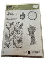 Stampin Up Clear Mount Rubber Stamp Set Truly Grateful Thanksgiving Acorn Fall - £6.29 GBP
