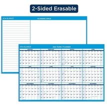 2024 AT-A-GLANCE 48&quot; x 32&quot; Yearly Wet-Erase Wall Calendar Reversible Blue - £40.05 GBP