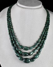 Vintage Natural Emerald Beads 3L 435 Ct Cabochon Gemstone Antique Necklace - £601.77 GBP