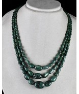 Vintage Natural Emerald Beads 3L 435 Ct Cabochon Gemstone Antique Necklace - €651,92 EUR