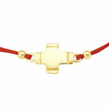 Kabbalah Red String Bracelet 14k Solid Gold Greek Cross Plus sign Charm for Luck - £127.67 GBP