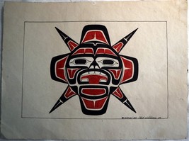 CLINT WILLIAMS 2009 Gitxsan Indigenous Canadian Original Painting Study Sun Mask - £260.86 GBP