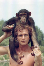 Ron Ely Tarzan TV series 11x17 Mini Poster with chimp on head - £16.50 GBP