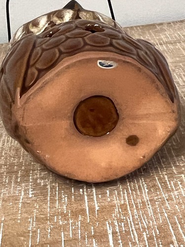 Vintage 6” Ceramic Owl VOTIVE CANDLE LANTERN - MCM HANG OR STAND 70s Item image 6