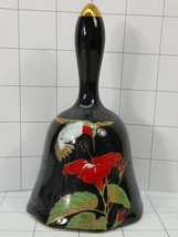 Black Otagiri Bell With Ruby Throat Hummingbird And Red Hibiscus #87 - £7.11 GBP