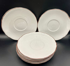 Sango Country French Saucers (6) Brown trim Made in Korea - $15.00