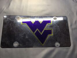 WEST VIRGINIA MOUNTAINEERS VINTAGE ACRYLIC MIRRORED CAR LICENSE PLATE LI... - $29.68