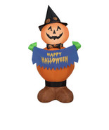 Airblown Inflatables Pumpkin with Hat and Happy Halloween New 4 Ft - $827.85 MXN