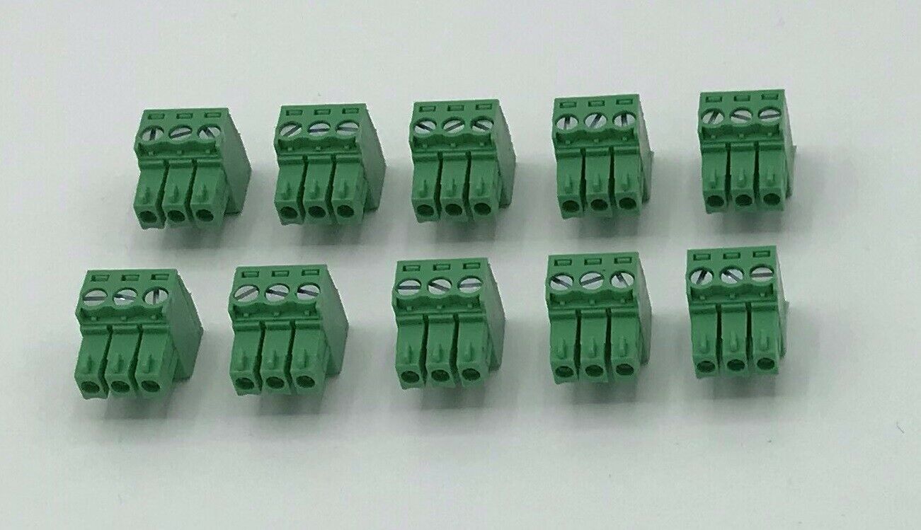 10 pcs  3 pin-3.5mm Screw Pluggable Quick Connector-Terminal Block- Phoe... - $19.75