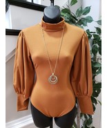 Kosmios Women&#39;s Brown Polyester Mock Neck Long Sleeve One Piece Bodysuit... - $47.39 CAD