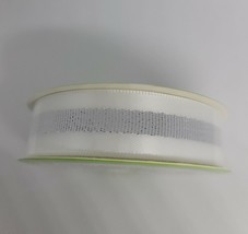 Floral Garden Grosgrain Ribbon with Metallic Stripe White . 5/8&quot;x9&#39;. 3 yards. - £7.86 GBP