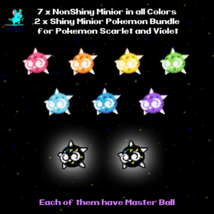 7 x NonShiny Minior in all Colors + 2 x Shiny Minior Pokemon for Scarlet Violet - £7.98 GBP