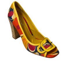 ANNE MICHELLE Shoes BEYOND  Psychedelic Swirl Raffia Buckle Heels Womens... - £21.11 GBP