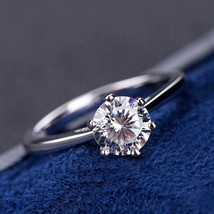 100% Real Moissanite Engagement Rings Platinum Plating Sterling Silver 1CT 2CT 3 - £59.94 GBP