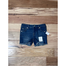7 For All Mankind Jean Shorts Girls 24m Blue Pockets Elastic Waist Fring... - $16.69