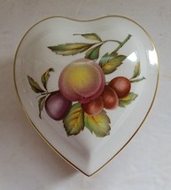 Vintage Spode Fruits Fine Bone China Heart Shaped Lidded Trinket Box - £14.80 GBP
