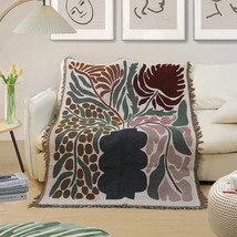 Retro Flower Woven Throw Blanket, Unique Design for Home Decor, Sofa, Camping, a - £39.61 GBP