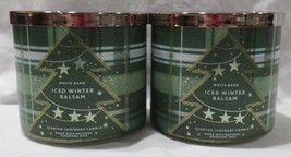 White Barn Bath &amp; Body Works 3-wick Scented Candle Set Of 2 Iced Winter Balsam - £53.35 GBP