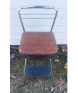 Vintage Cosco Kitchen Metal Step Stool Chair Flip Up Seat Retro MCM Brown - £149.93 GBP