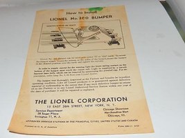 Lionel POST-WAR Instruction Sheet - #260 Bumper - FAIR- H12 - £5.08 GBP