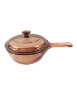 Vision Corning Ware USA .5 Liter Amber Glass Saucepan Potwith Pyrex Lid ... - $22.99