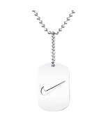 NEW Nike SILVER NECKLACE Stainless Steel 24&quot; CHAIN DOGTAG ADJUSTER SWOOSH - $27.01 CAD