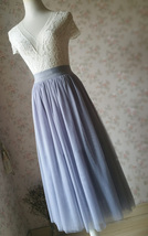 LIGHT GRAY Tulle Midi Skirt Women Custom Plus Size Tulle Skirts image 7