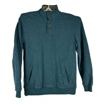 Arrow 1851 Mens Size Large Button Front Pullover Sweatshirt Teal - $19.10