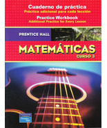 PRENTICE HALL MATHEMATICS COURSE 3: PRACTICE WORKBOOK SPANISH - NEW! - $4.48