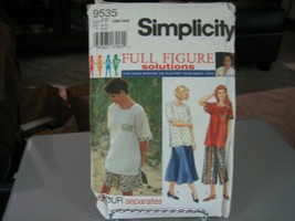Simplicity 9535 Misses Pullover Top, Split Skirt & Skirt Pattern - Size 18W-24W - £9.47 GBP