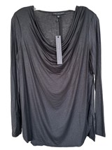 Jane &amp; Delancey Women&#39;s Drape Neck Long Sleeve Rayon Shimmer Blouse Size S Black - £19.46 GBP